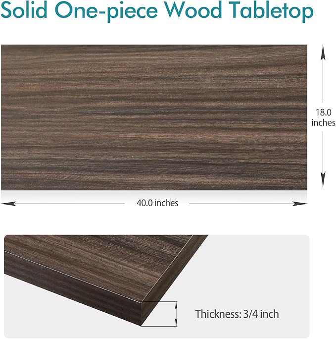 Kaboon Universal Tabletop 40"x18", Solid One-Piece Melamine Table Top, Double Desk L-Desk Floating Desk DIY, Home and Office,Eucalyptus/Dark Walnut