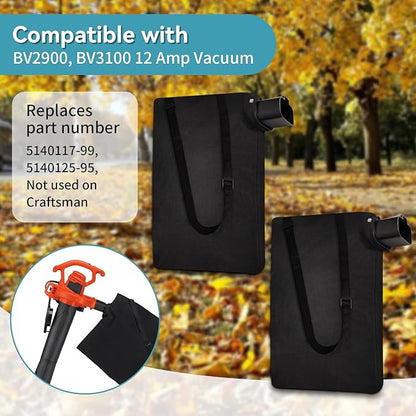 5140125-95 Leaf Blower Vacuum Vac Shoulder Bag Compatible with Black & Decker BV2900 BV3100 12 Amp Vacuum - Leaf Mulcher Bags Leaf Collection Bags Replaces 5140117-99, 2 Pack