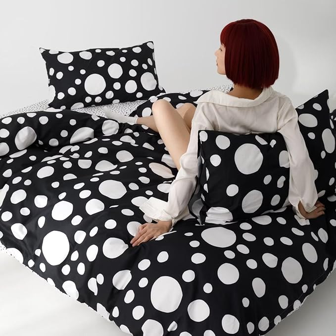 White Polka Dots Comforter Twin Black White Dots Print Reversible Gingham Twin Bedding Comforter Set Boys Girls Black White Bed Sets Soft 3Pcs Twin Comforter Sets