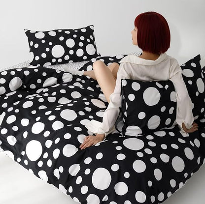 White Polka Dots Comforter Twin Black White Dots Print Reversible Gingham Twin Bedding Comforter Set Boys Girls Black White Bed Sets Soft 3Pcs Twin Comforter Sets