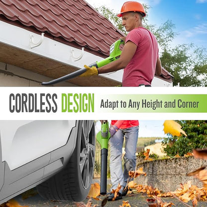 Leaf Blower Cordless with 20V 2.0Ah Battery and Fast Charger, Battery Powered Electric Leaf Blower for Lawn Care
