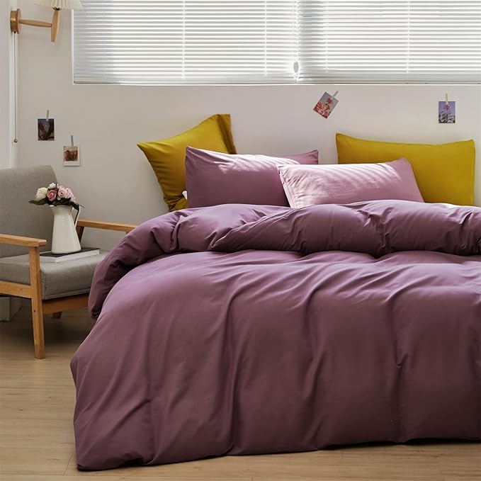 Purple Comforter Set Twin Grape Color Bedding Set 3 Pieces Solid Purple Comforter Set Hotel Quality Lightweight Women Comforter Set Twin Breathable Purple Bed Comforter Set Twin