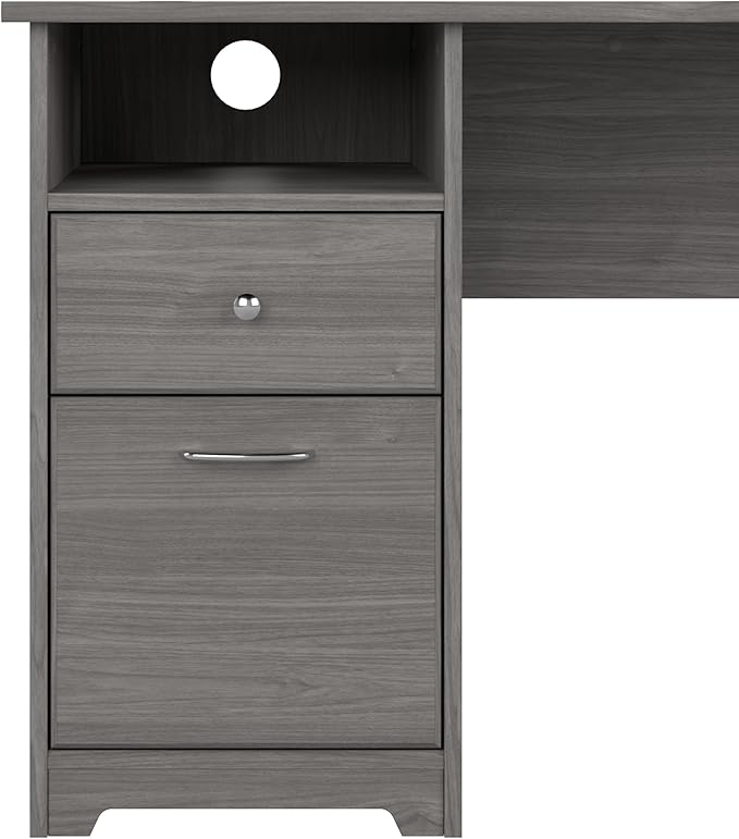Bush Furniture L Shaped Desk with Drawers for Executive and Home Office | Cabot Collection Corner Table with Storage and Chrome Hardware Return, 72W, Modern Gray