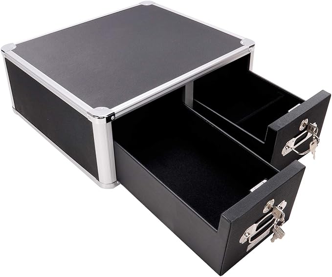 Vaultz® Locking Index Card Cabinet for 4" x 6" Cards, 2-Drawer, 6 3/4" H x 14" W x 16" D, Black