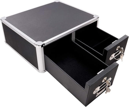 Vaultz® Locking Index Card Cabinet for 4" x 6" Cards, 2-Drawer, 6 3/4" H x 14" W x 16" D, Black