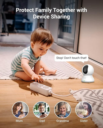 blurams Indoor Camera, 2K Pet Camera 360° Security Camera for Home Security with Phone App, Motion Tracking, 2-Way Audio, IR Night Vision, Siren, Works with Alexa & Google Assistant(2.4GHz ONLY)