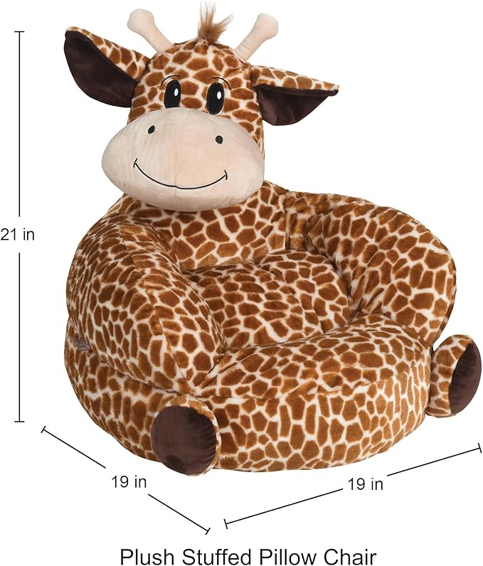 Trend Lab Giraffe Toddler Chair Plush Character Kids Chair Comfy Furniture Pillow Chair for Boys and Girls, 21 x 19 x 19 inches