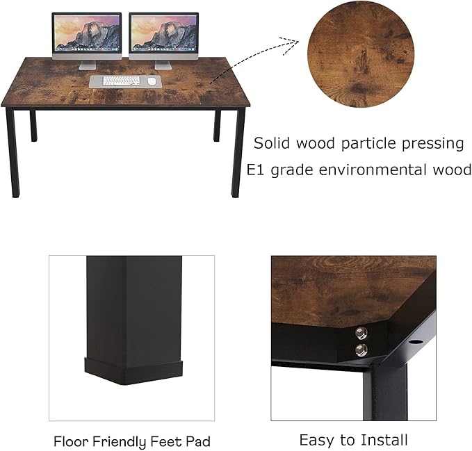SogesGame Computer Desk,63 inch Desk& Workstations for Home Office, Writing Study Corner Desk,Modern Simple Style Laptop Table,Easy to Assemble