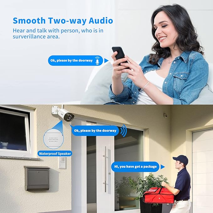 Hiseeu 5MP WiFi Security Camera System,3TB HDD, 16 Channels 8MP NVR Surveillance CCTV System Kit,Outdoor 2 Way Audio, Color Night Vision with Spotlight, 24/7 Time Record