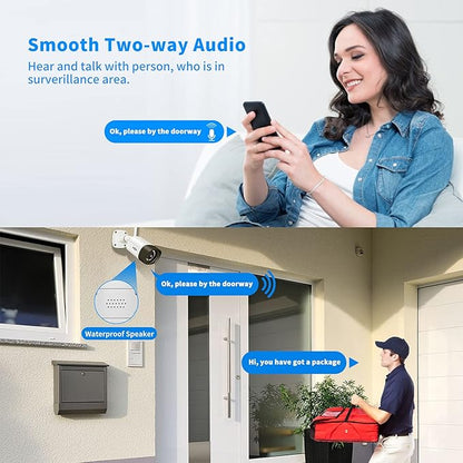 Hiseeu 5MP WiFi Security Camera System,3TB HDD, 16 Channels 8MP NVR Surveillance CCTV System Kit,Outdoor 2 Way Audio, Color Night Vision with Spotlight, 24/7 Time Record