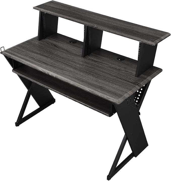 Acme Furniture Rectangular Music Desk Table with Earphone Rack, Black