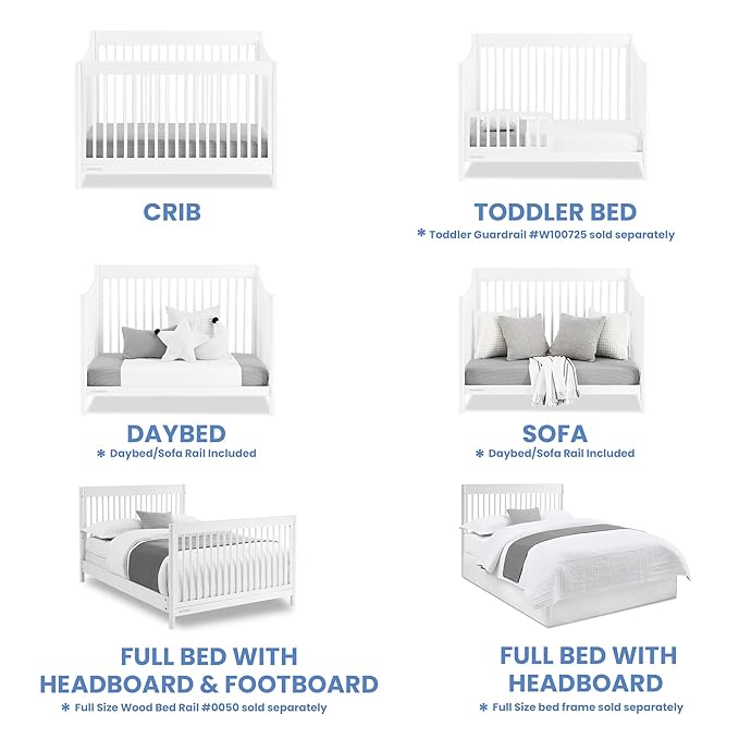 Delta Children Brooks 6-in-1 Convertible Crib - Greenguard Gold Certified, Bianca White