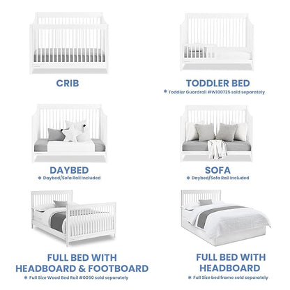 Delta Children Brooks 6-in-1 Convertible Crib, Bianca White + Simmons Kids Quiet Nights Breathable Crib Mattress with Removable/Machine Washable Cover (Bundle)