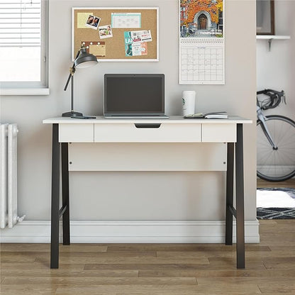 Ameriwood Home Oxford Computer Desk with Drawer, White/Black