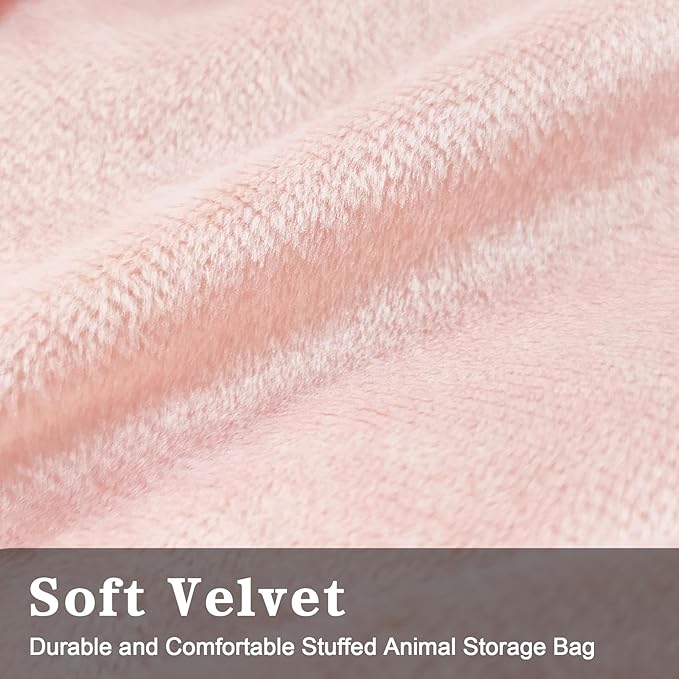 Stuffed Animal Storage Bean Bag Chair for Kids and Adults, Luxury Velvet Stuffed Animal Storage, Stuffie Seat - COVER ONLY(Pink & Dark Grey 200L/52 Gal)
