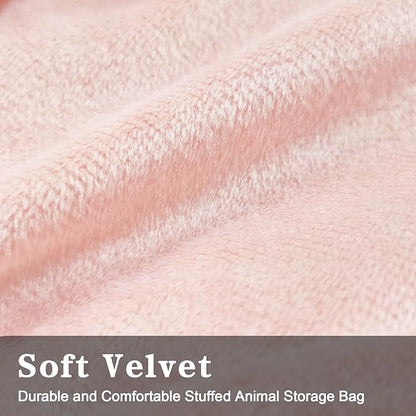 Stuffed Animal Storage Bean Bag Chair for Kids and Adults, Luxury Velvet Stuffed Animal Storage, Stuffie Seat - COVER ONLY(Pink & Dark Grey 200L/52 Gal)