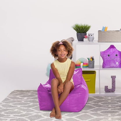 Posh Creations Bean Bag Chair Structured Comfy Seat Use for Gaming, Reading and Watching TV, Newport, Purple