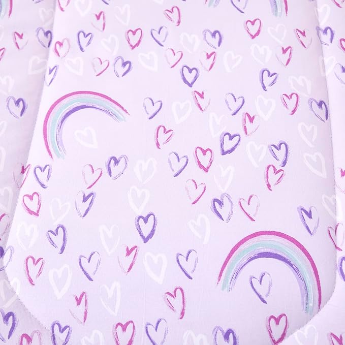 Mooreeke Queen Size Comforter Sets for Girls Kids, 8 Pieces Bed in a Bag Purple Love Heart Rainbow Bedding Comforter Sheet Set with Shams and Decorative Toy Pillow, Ultral Soft Microfiber Kids Bed Set