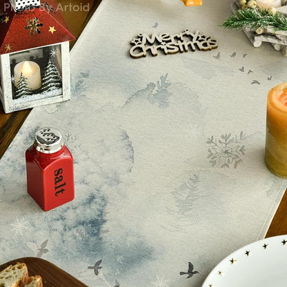 Artoid Mode Green Tree Snow Christmas Table Runner, Seasonal Winter Kitchen Dining Holiday Table Decoration for Home Party Decor 13x90 Inch