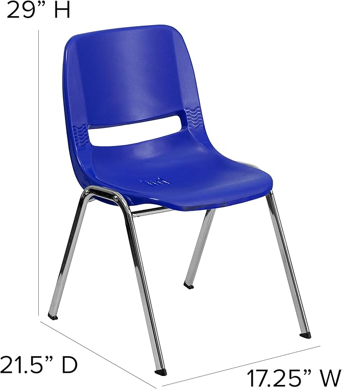 Flash Furniture HERCULES Series 661 lb. Capacity Navy Ergonomic Shell Stack Chair with Chrome Frame and 16'' Seat Height