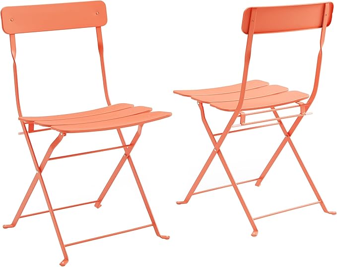 Crosley Furniture CF7390-CO Karlee Retro Metal Indoor/Outdoor 3-Piece Bistro Set with Table and 2 Chairs, Coral