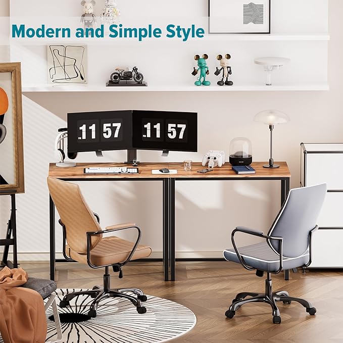 SINPAID Small Computer Desk 31.5 inches Desk for Small Spaces Sturdy Home Office Desk Modern Gaming Desk Study Writing Laptop Table, Brown
