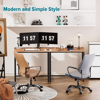 SINPAID Small Computer Desk 31.5 inches Desk for Small Spaces Sturdy Home Office Desk Modern Gaming Desk Study Writing Laptop Table, Brown