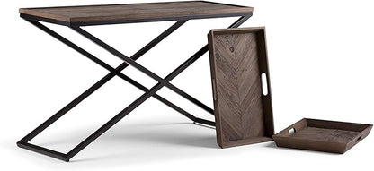 SIMPLIHOME Damien SOLID ELM WOOD 50 Inch Wide Console Table in Distressed Natural Elm, For the Living room, Entryway and Bedroom