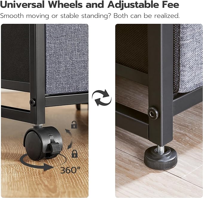 HOOBRO File Cabinet, 2-Drawer Filing Cabinet, Vertical Mobile Office Cabinet, Rolling Printer Stand, for A4/Letter Size Files, Nonwovens Drawer, for Home Office, Rustic Brown and Gray BFG21WJ01