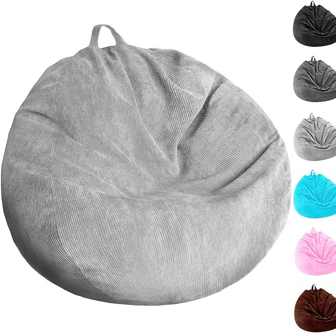 Bean Bag Chair Cover (No Filler) Stuffed Animal Storage Bean Bag Cover Pets Dogs/Cats Lazy Beds. Washable Ultra Soft Corduroy Stuffed for Organizing Plush Toys or Textile, Sack Bean Bag