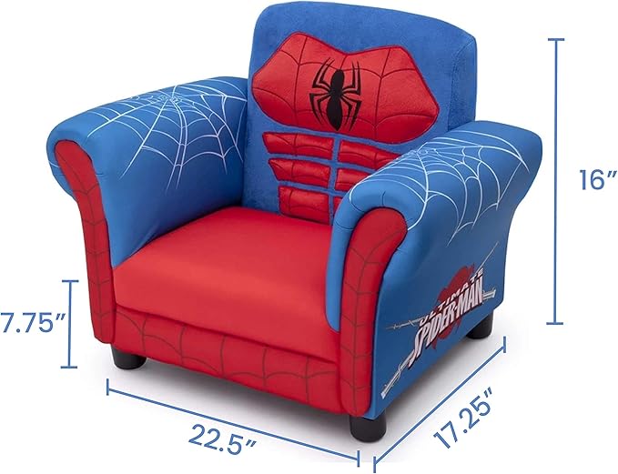 Delta Children Figural Upholstered Chair, Marvel Spider Man (Blue, Red)
