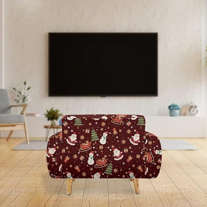 FKELYI Red Christmas Sofa Couch Cover for Indoor Non-Slip Furniture Protector Easy Going Stretch Sofa Slipcover Washable Sofa Slipcovers M