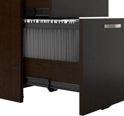 Bush Business Furniture Office in an Hour 3 Rolling File Cabinet | Mobile Under Desk Drawers for Letter, Legal, and A4-size Document Storage, Mocha Cherry
