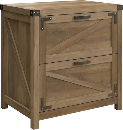 Bush Business Furniture Knoxville 2 Drawer Lateral File Cabinet, Farmhouse Document Storage Chest for Home Office, Reclaimed Pine