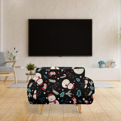 FKELYI Christmas Decor Sofa Couch Cover Cute Snowman Furniture Protector Easy Going Stretch Sofa Slipcover for Indoor Washable Sofa Slipcovers M