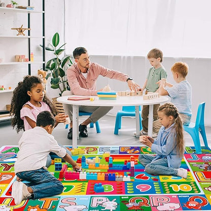 Playtime Collection ABC, Numbers and Shapes Educational Area Rug Soft Toddlers Kids Play Rug Mat Learning Mat for Classroom Bedrooms 78x59 Inch