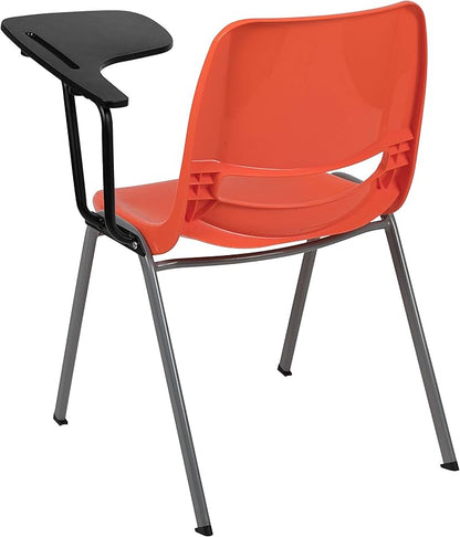Flash Furniture HERCULES 5 Pack Orange Ergonomic Shell Chair with Left Handed Flip-Up Tablet Arm