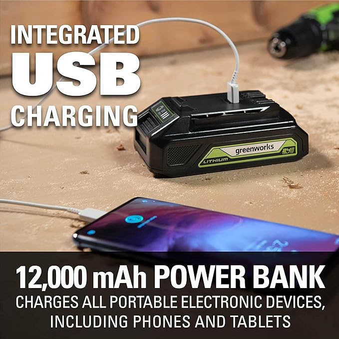 Greenworks 24V (90 MPH / 180 CFM / 125+ Compatible Tools) Cordless Shop Blower, 2.0Ah Battery and Charger Included