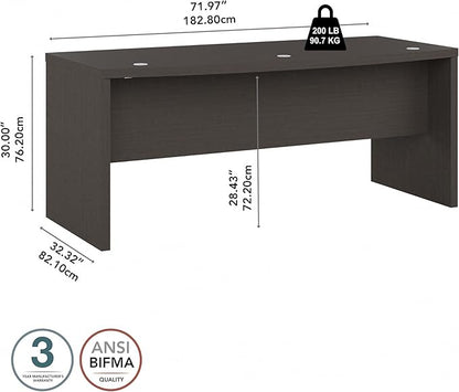 Bush Business Furniture Echo Bow Front Desk, 72W, Charcoal Maple