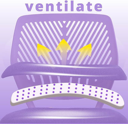 FurnitureR Teens Girls Task Chair 360 Swivel, Low Mid PP Mesh Back Fabric Seat, Height Adjustable, Rolling Castor, W15.7inces x D15.2inces x H29.5-34.2inches (Purple)
