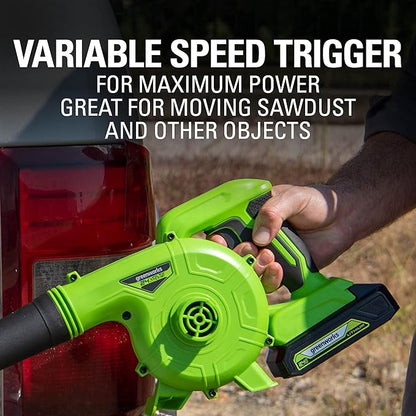 Greenworks 24V (90 MPH / 180 CFM / 125+ Compatible Tools) Cordless Shop Blower, Tool Only