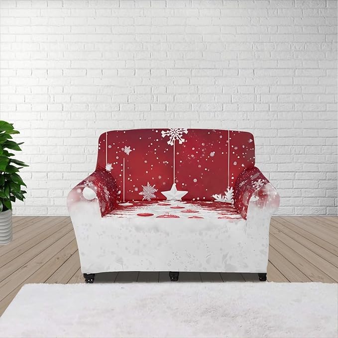 FKELYI Christmas Tree Sofa Furniture Protector Easy Going Stretch Sofa Slipcover Non-Slip Sofa Couch Cover Washable Sofa Slipcovers S