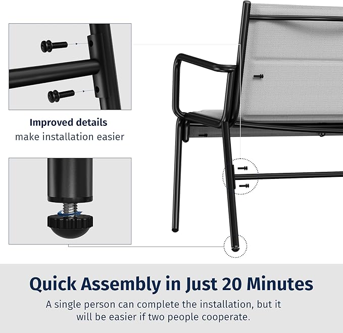 EAST OAK Outdoor Conversation Waterproof Patio Furniture Set, 4-Pieces, Grey