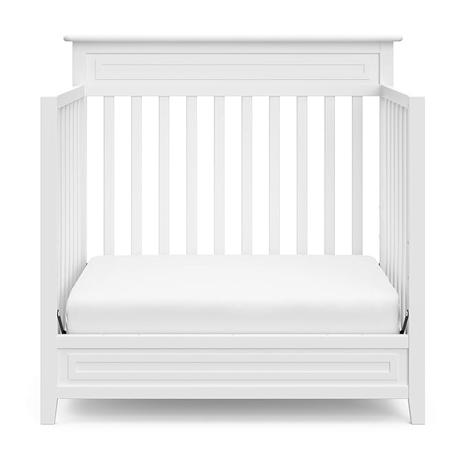 Storkcraft Petal 4-in-1 Convertible Mini Crib (White) – GREENGUARD Gold Certified, Converts to Daybed and Twin-Size Bed, Includes Bonus 2.75-inch Mini Crib Mattress, Mini Crib with Mattress Included