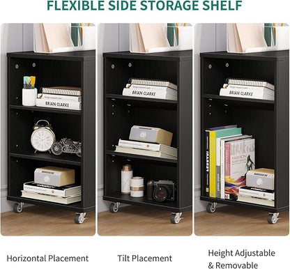YITAHOME File Cabinet, Mobile Lateral Filing Cabinet with Lock for Home Office, Printer Stand with Open Storage Shelf, Fits A4, Letter, Legal Size Files, Office Furniture, Black
