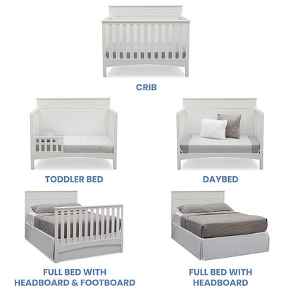 Delta Children Fancy 4-in-1 Convertible Crib and 6 Drawer Dresser Bundle, Bianca White