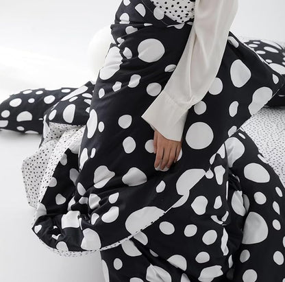 White Polka Dots Comforter Twin Black White Dots Print Reversible Gingham Twin Bedding Comforter Set Boys Girls Black White Bed Sets Soft 3Pcs Twin Comforter Sets