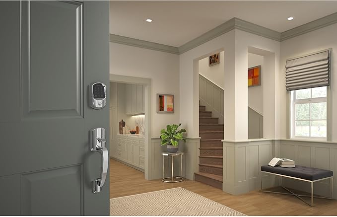 Schlage Encode Smart WiFi Deadbolt Lock for Front Door - Keyless Entry with App or Touchscreen - Works with Alexa, Apple HomeKit, Hey Google, & Airbnb - Create Codes for Guests - Bright Chrome Silver