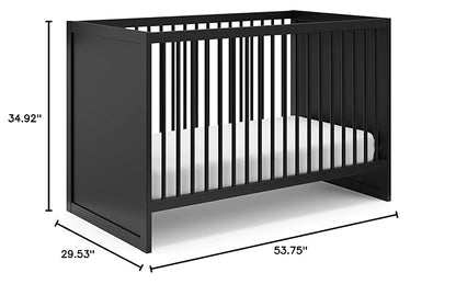 Storkcraft Calabasas 3-in-1 Convertible Crib (Black) – GREENGUARD Gold Certified, Fits Standard Crib Mattress, Converts to Toddler Bed, Modern Style, Easy 30-Minute Assembly