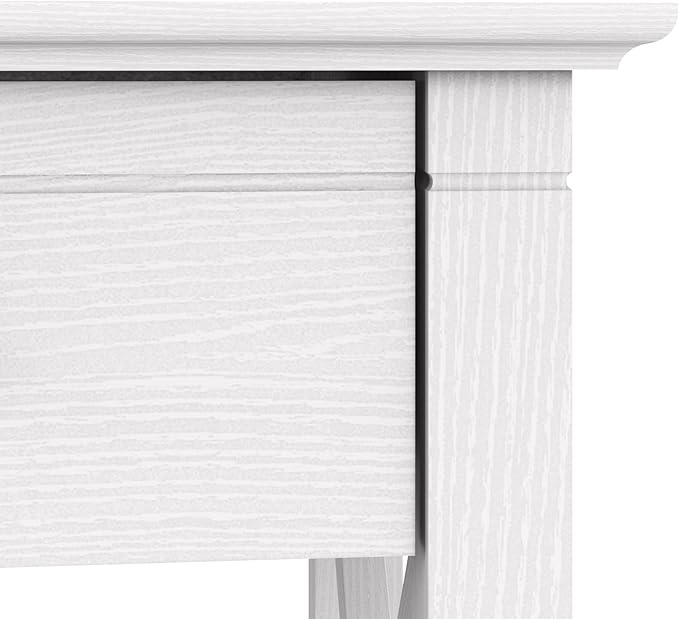 Bush Furniture Key West 60W L Shaped Desk with 2 Drawer Mobile File Cabinet in Pure White Oak